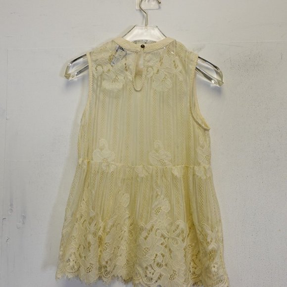 Arizona Jeans Top Womens Small Beige Lace See Through Tank Sleeveless Sheer Boho - Picture 2 of 7